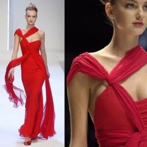 DESIGNER CUSTOM RED 2-Way HALTER/STRAPLESS M $550